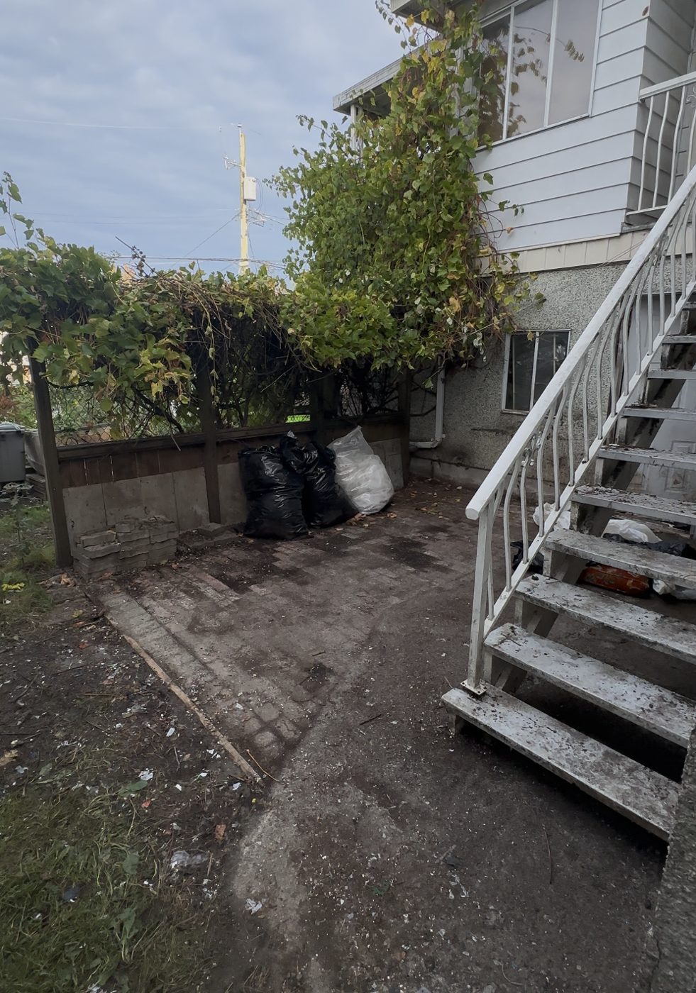 After: the same backyard by the stairs cleared out